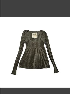 Abercrombie & Fitch Olive Green Cable Scoop Neck Sweater